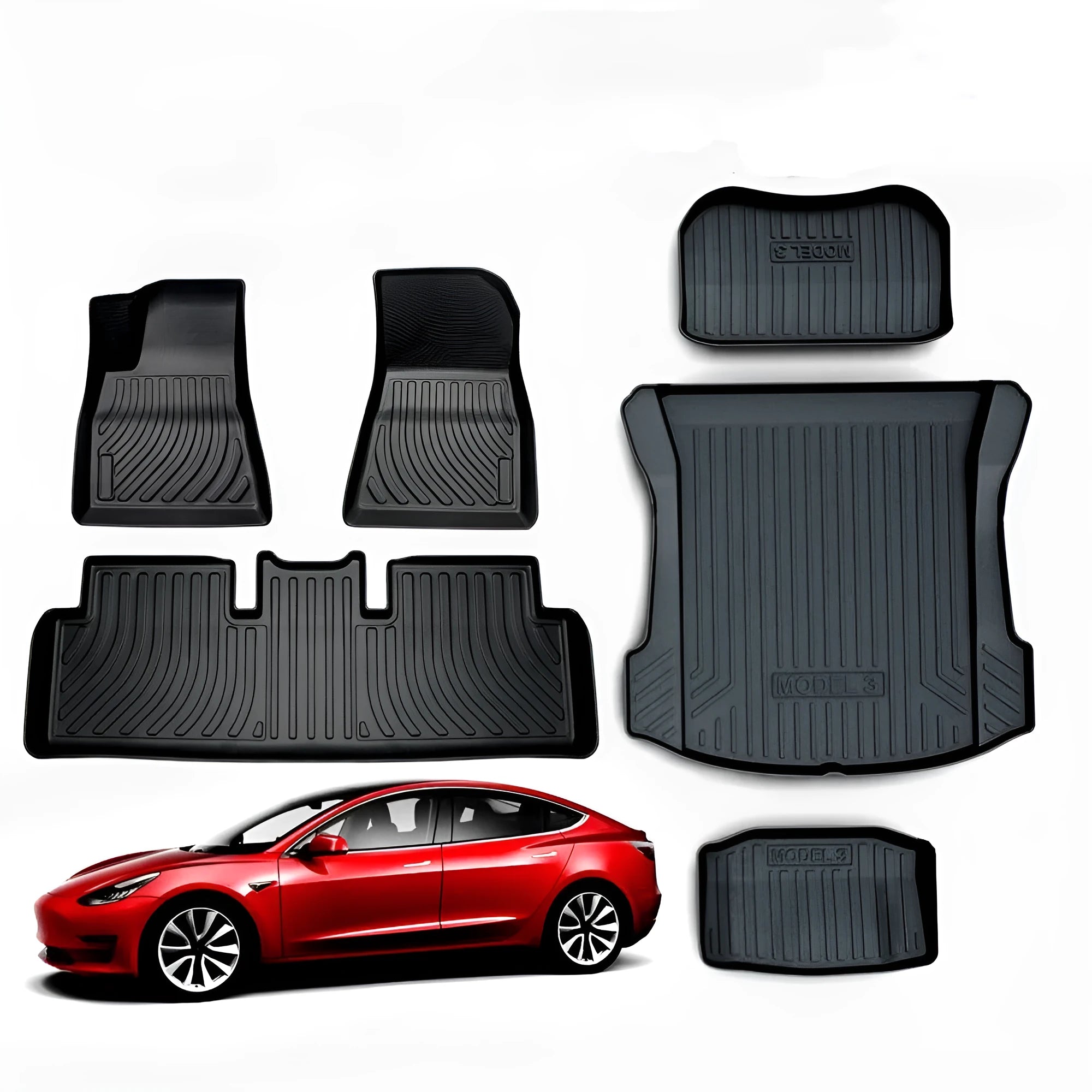 Tesla car floor mats with TPE footrest for Model 3, Y, X and S vehicles