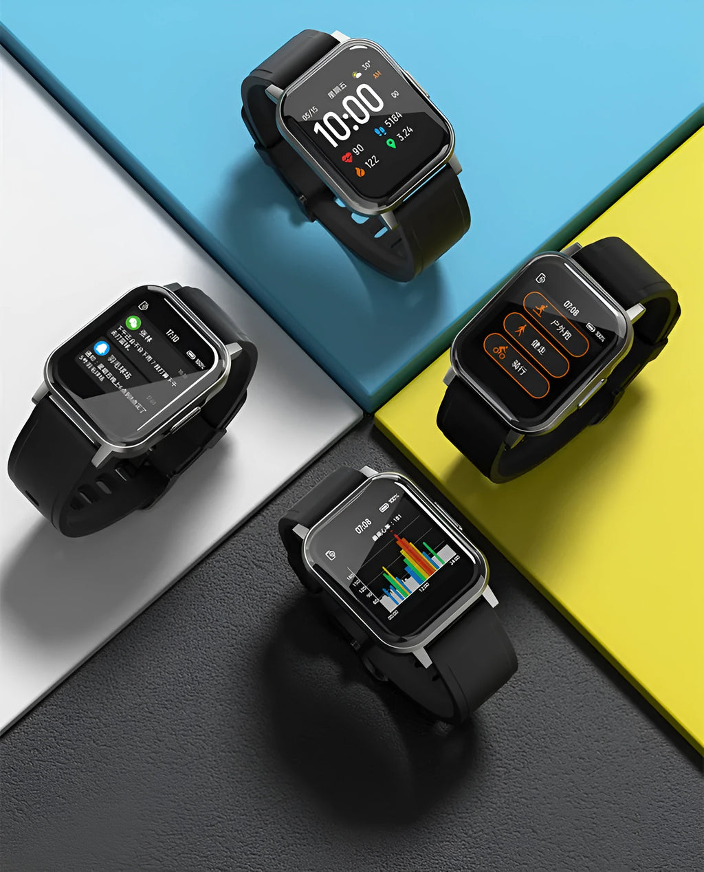 Black waterproof smart bracelet with a 1.4 inch screen on a silicone wrist strap.