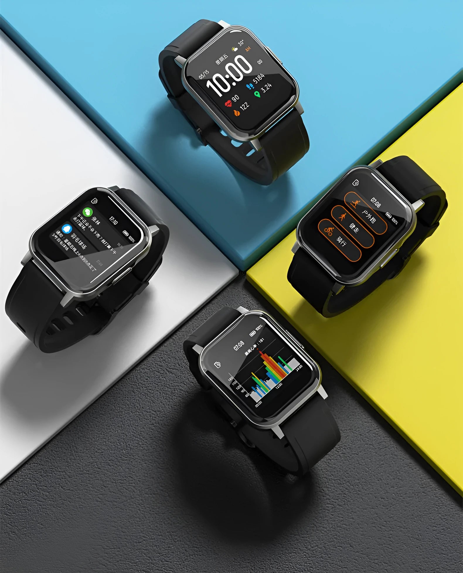 Black waterproof smart bracelet with a 1.4 inch screen on a silicone wrist strap.