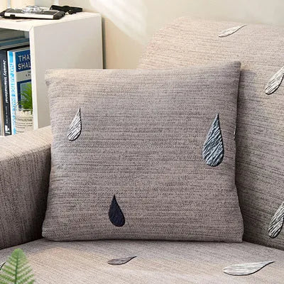 Geometric abstract printed stretchable sofa slipcover on a double seat sofa, polyester and spandex, modern simplicity style