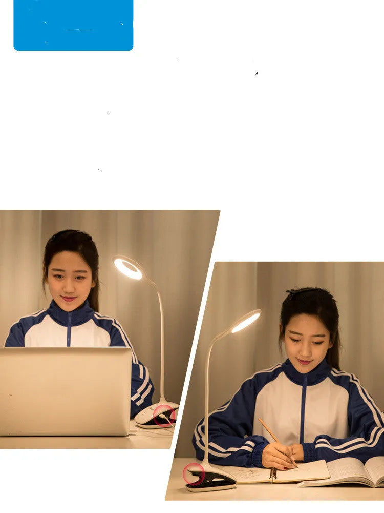Green rechargeable touch table lamp with USB port on a wooden desk.