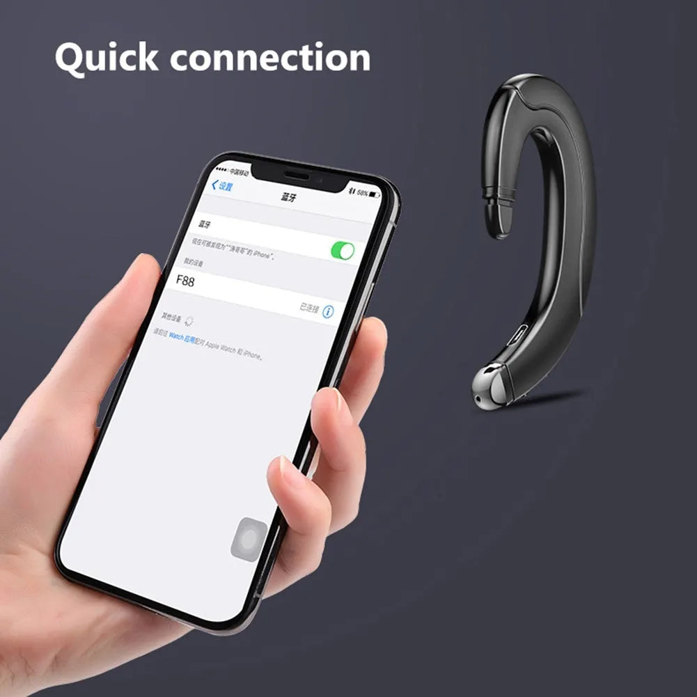Out of ear driving earphones single ear style Bluetooth V4.1 black colour