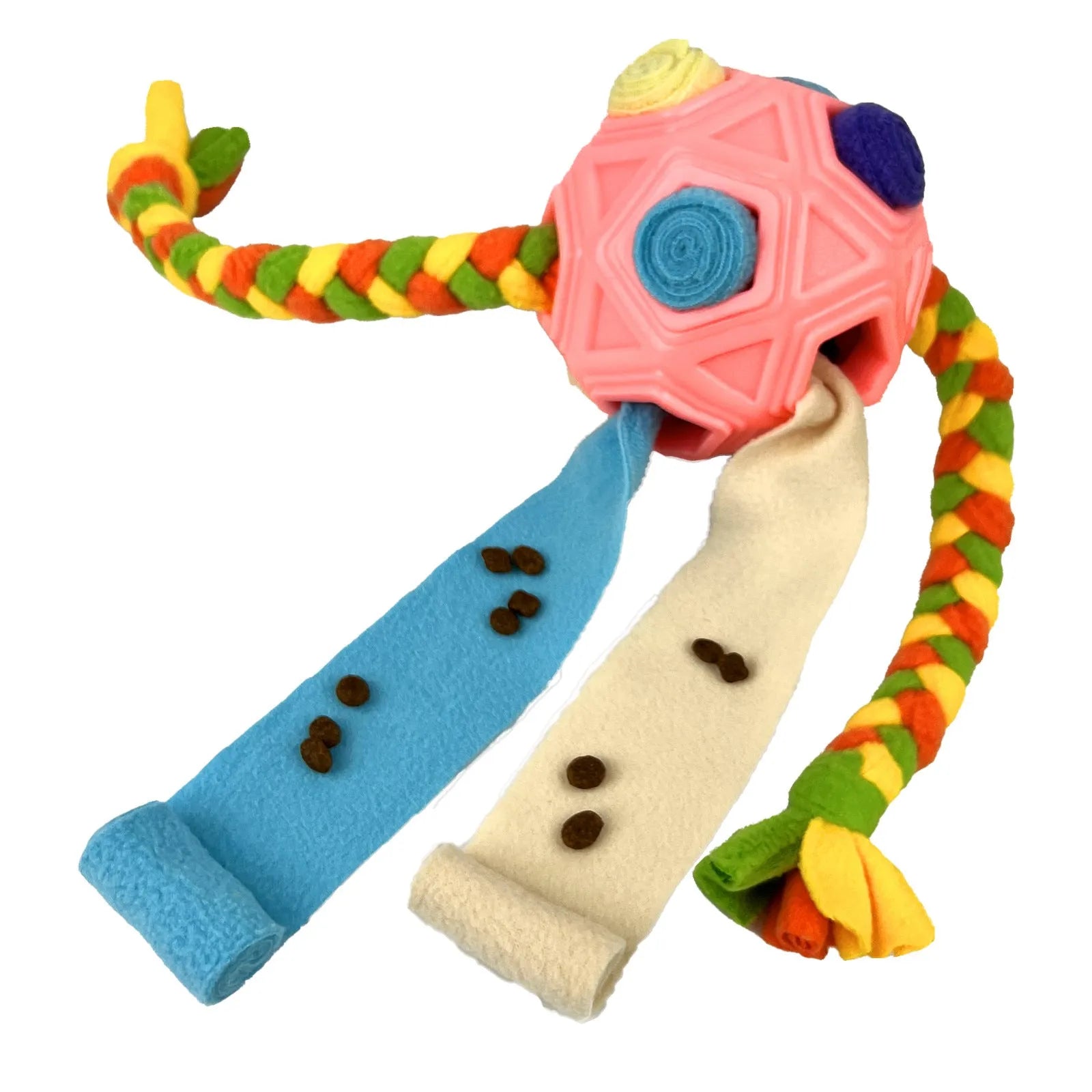Pet sniffing ball dog puzzle IQ training treat dispenser in multiple colours with bite-resistant construction