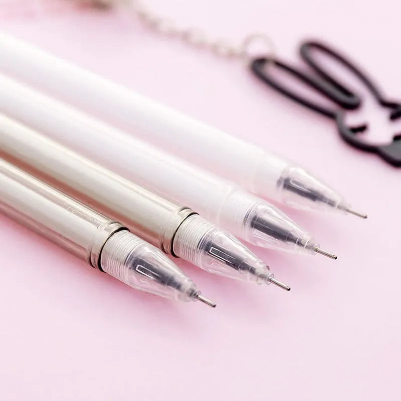 Paper crane rabbit pendant gel pen with fine 0.38mm tip, plastic body, 17cm length, white paper crane option