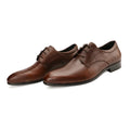 Men's black cow leather Derby shoes with checkered pattern and antiskid rubber soles