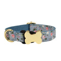 Flat nylon dog collar with a bone-shaped buckle and a printed grid pattern.