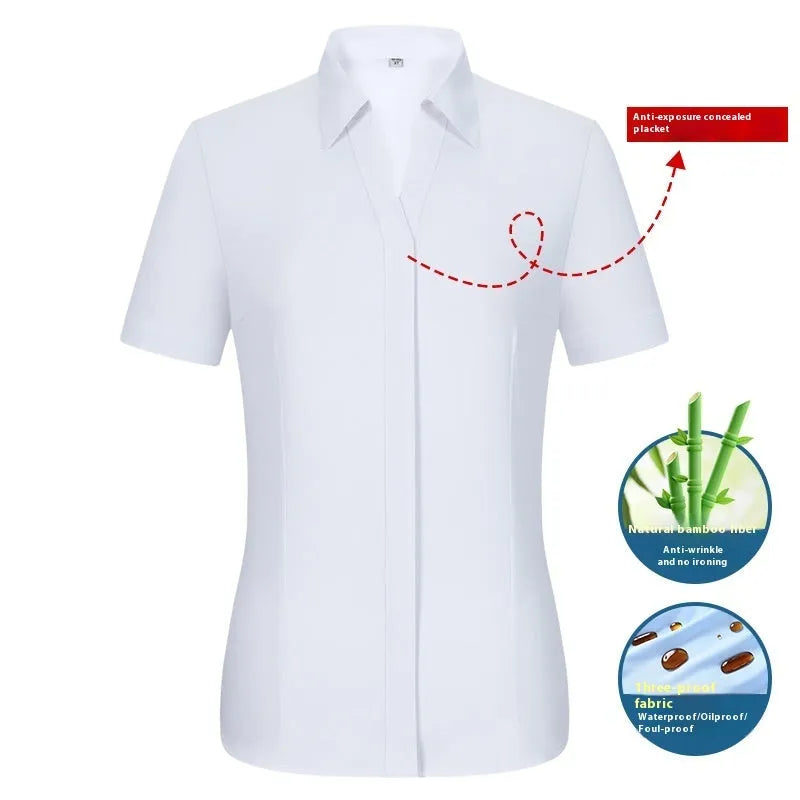 Men's slim fit bamboo fibre business shirt with square collar in waterproof stain resistant fabric