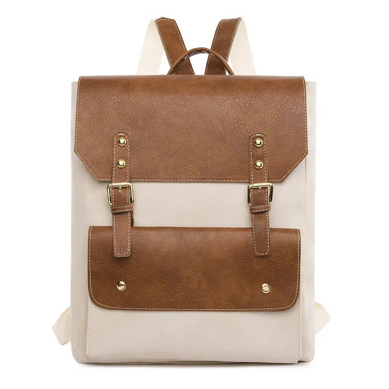 Korean retro style backpack in soft PU material with ventilation features available in four colour options