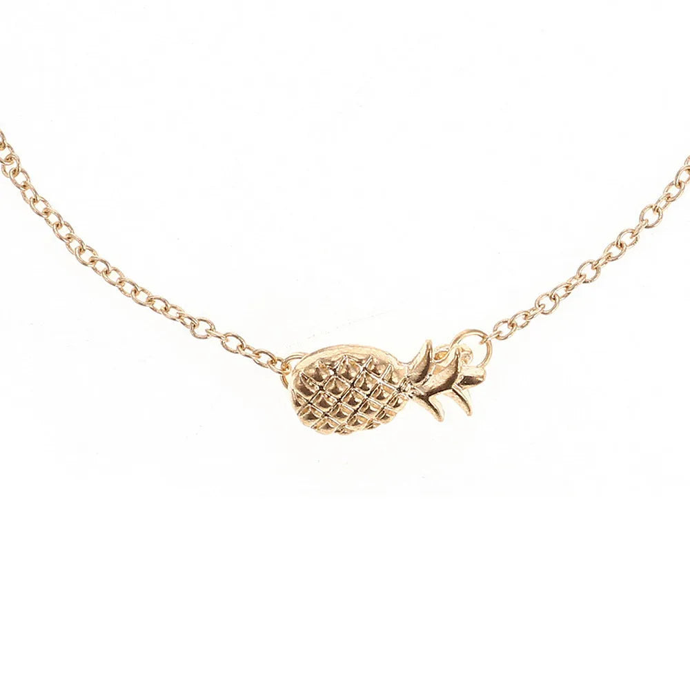 Gold and silver alloy pineapple charm bracelets on a white background.