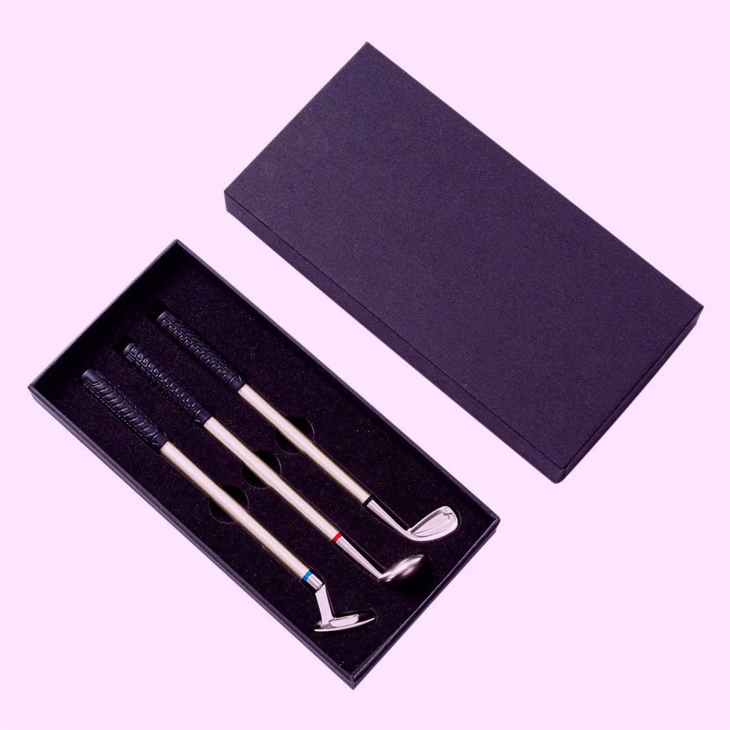 Metal suit ballpoint pen with golf design, bullet tip 0.7 mm, dimensions 18.5 x 9.4 x 2.2 cm