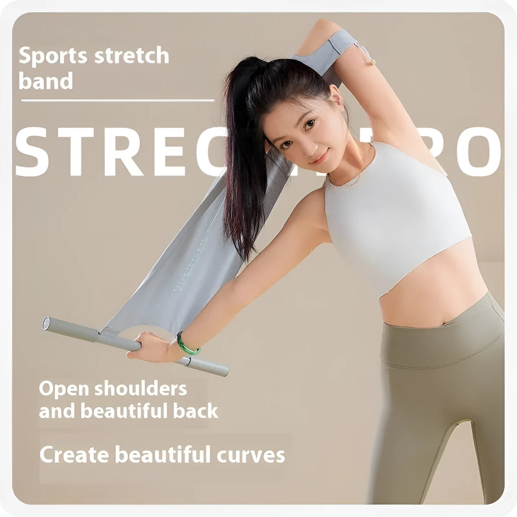 Yoga multi-function stretching tool in grey colour for shoulder, back and hip flexibility exercises