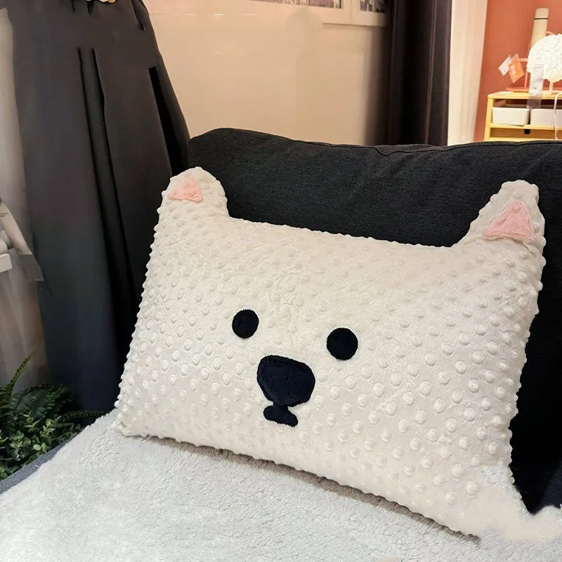 Grey and white West Highland puppy dog pillow cushion measuring 50cm by 35cm