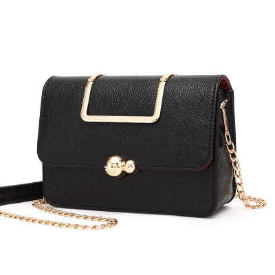 Women's PU chain crossbody bag small square handbag 21cm black grey pink