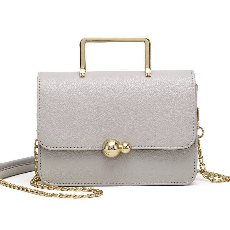 Women's PU chain crossbody bag small square handbag 21cm black grey pink