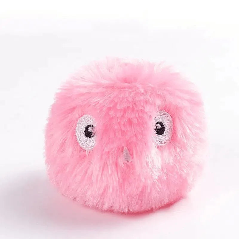Interactive cat toy ball in blue, pink, or yellow colours with 55mm diameter and smart trigger for animal sounds