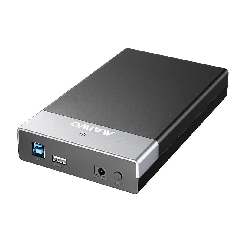 USB 3.0 external hard drive enclosure for 3.5-inch SATA hard drives with power adapter and data cable