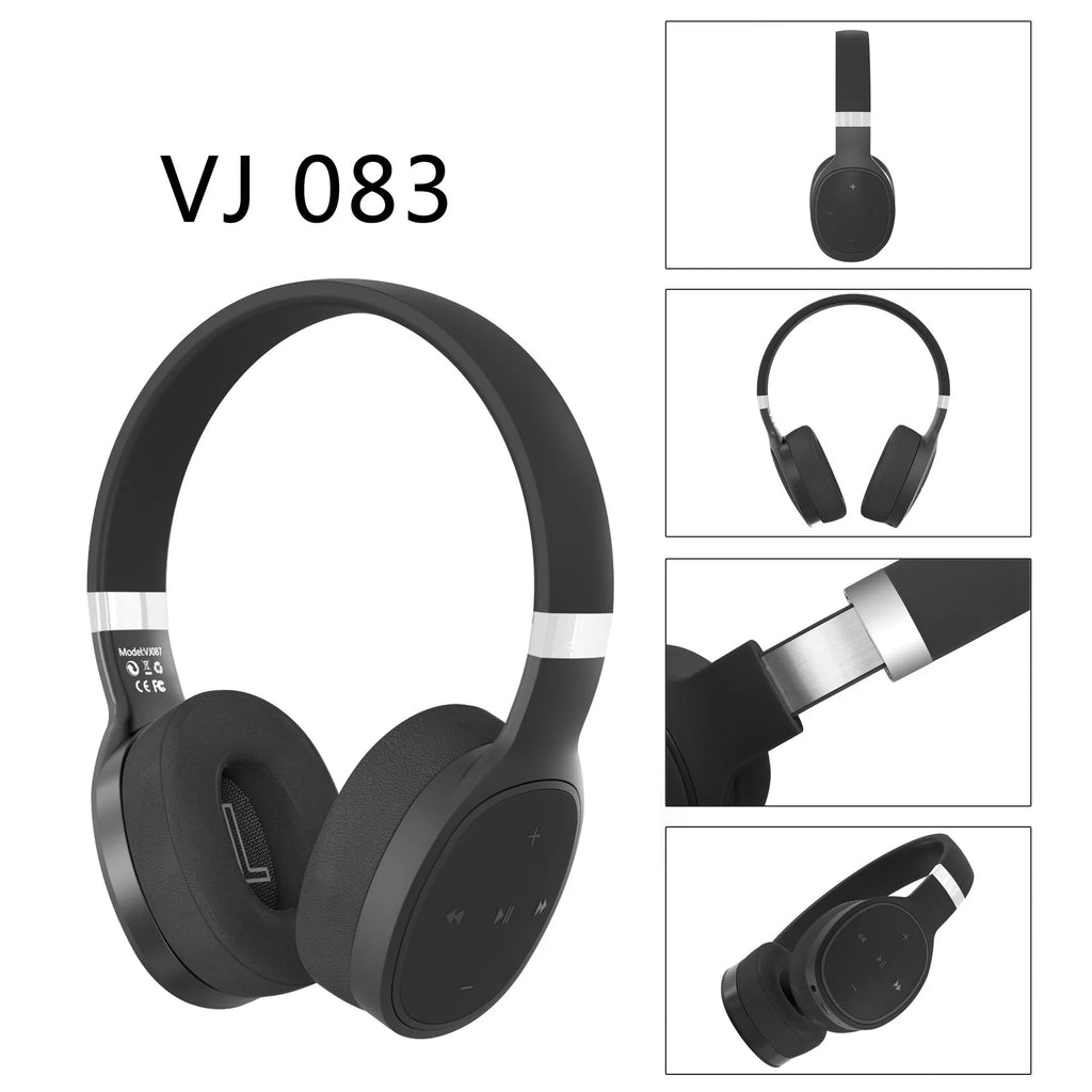 Wireless Bluetooth headset with 40mm ear cups and padded headband, available in Black
