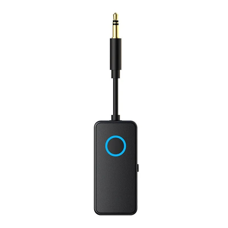 Black Bluetooth 5.4 adapter with 3.5mm aux cable and ABS body