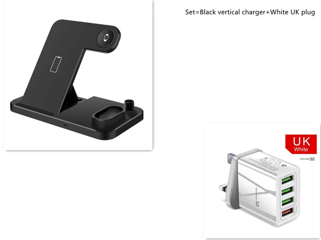 4-in-1 wireless charging station with adjustable magnetic stand for phone and Apple Watch