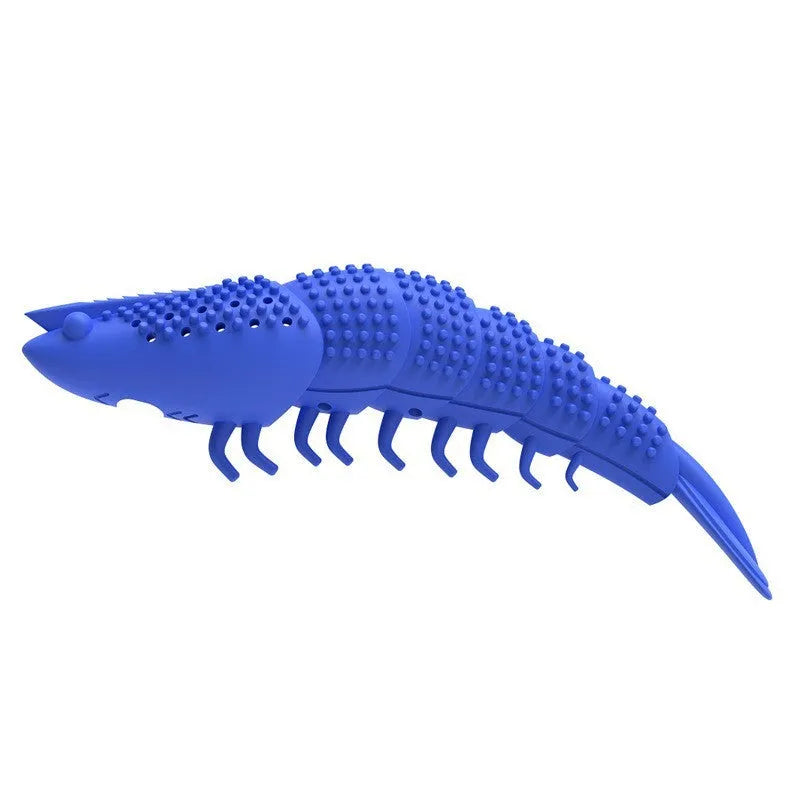 Blue catnip toy with bell for 360 degree teeth cleaning, hard rubber construction