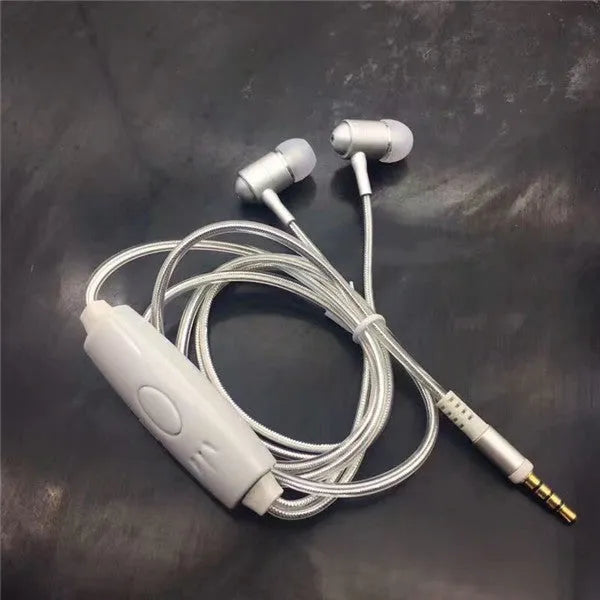 Blue LED light up earphones with glowing EL lines, 3.5mm plug and remote control.