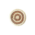 Round Japanese straw placemat with corn rope tassel edge in natural papyrus material