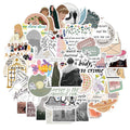 50 colourful graffiti and cartoon design waterproof stickers for luggage and notebooks, each 4-6cm long.
