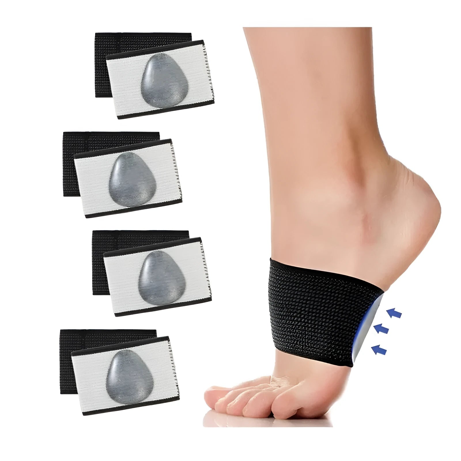 Elastic flat foot support bandage showing heart style design and flexible PU construction