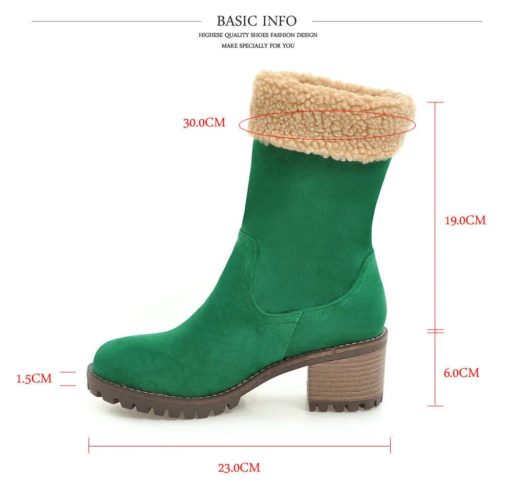 Men's ankle snow boots with rubber sole and plush lining in black, grey, green, and orange.