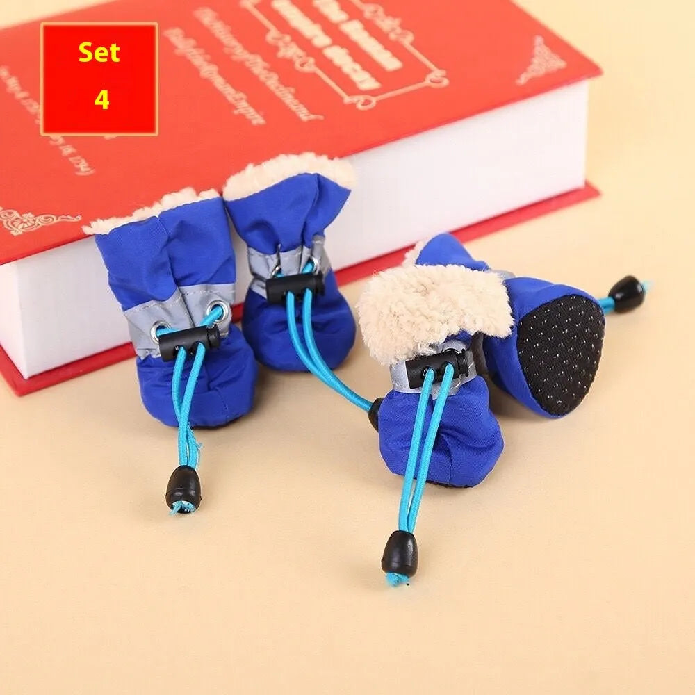 Set of four breathable cloth dog shoes with soft sole in multiple colours for small and medium breeds