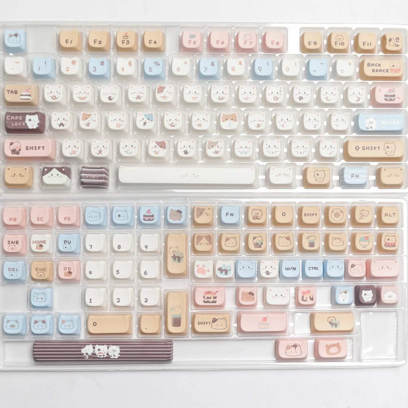 High Sea Salt Cat themed PBT keycap set with sublimation printing showing nautical cat design