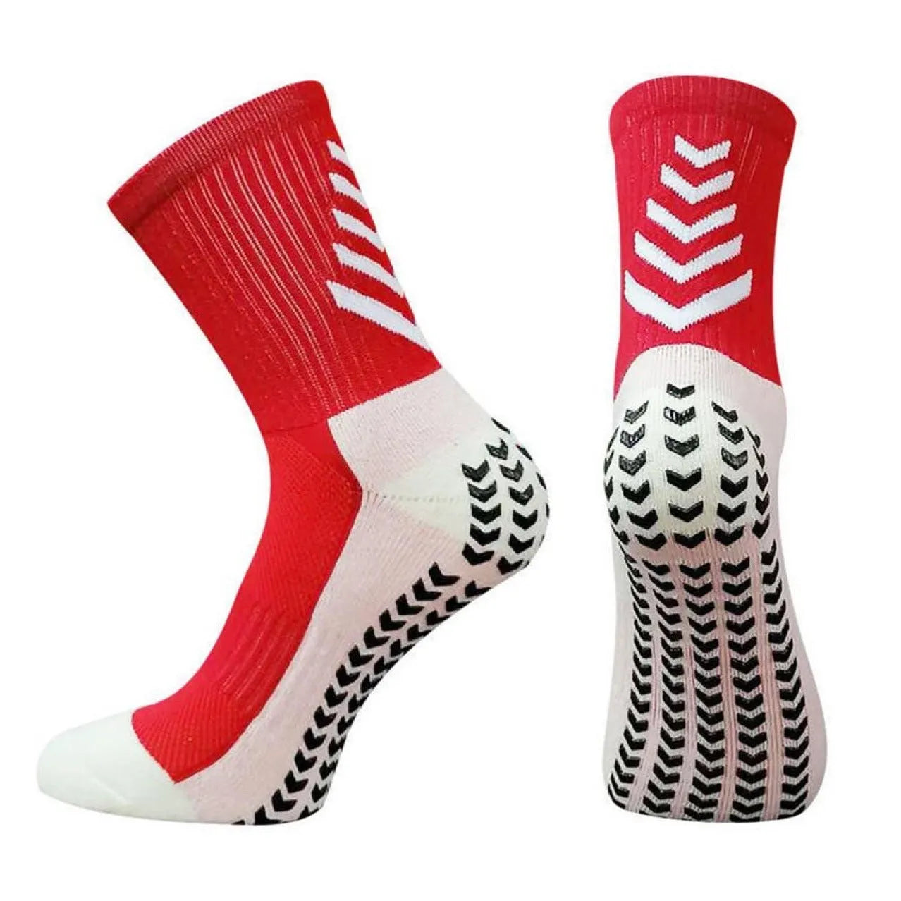 Men's athletic socks with geometric pattern and non-slip silicone grip for football and running