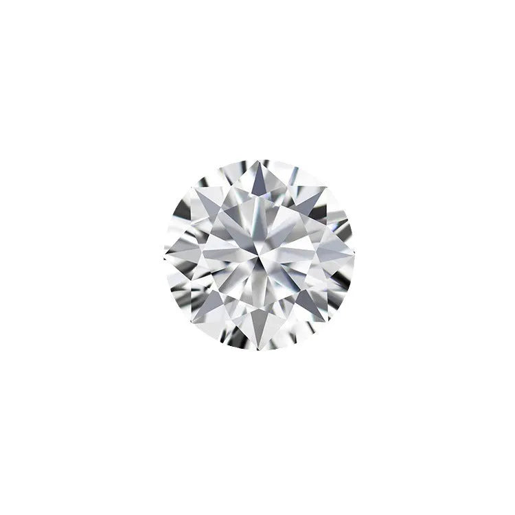 Round moissanite gem stone with eight hearts and eight arrows cut on display