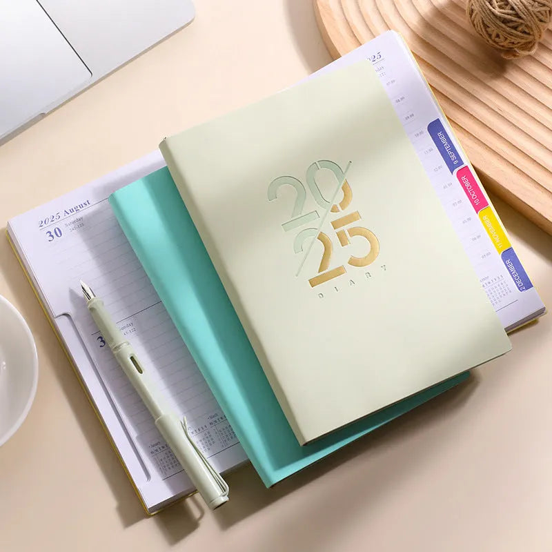 A5 faux leather daily planner notebook showing multiple colour options