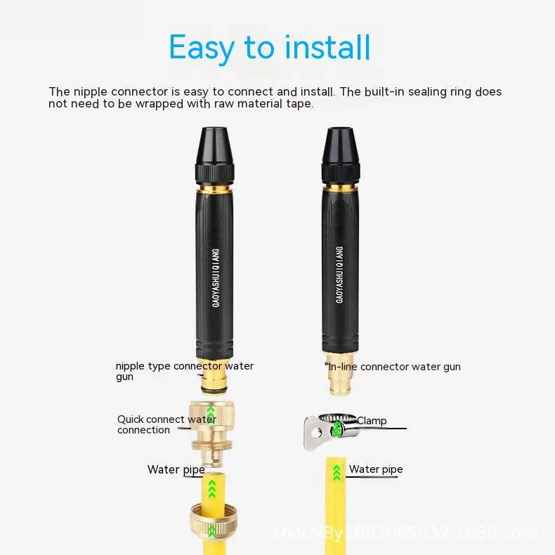 Black alloy car washing gun with straight spray nozzle design