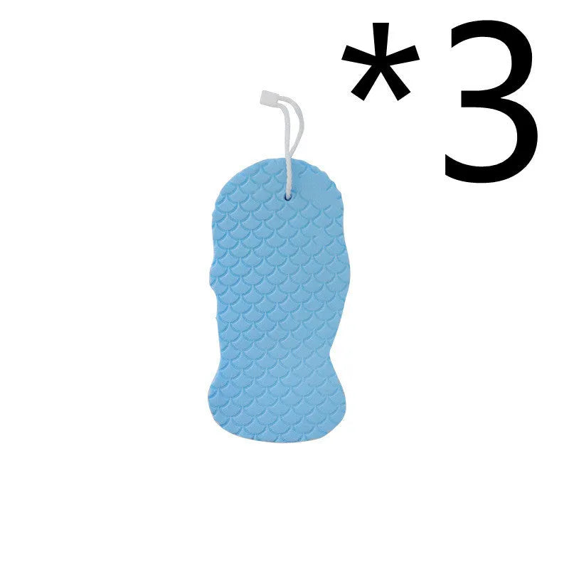 3D fish scale pattern bath sponge in multiple colours for gentle body exfoliation