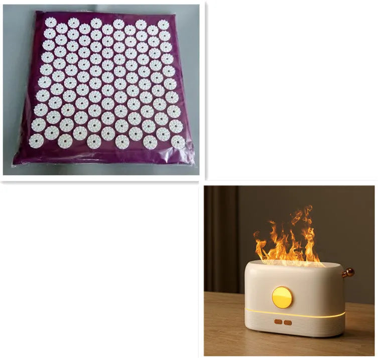 USB desktop humidifier with decorative flame effect showing black plastic construction