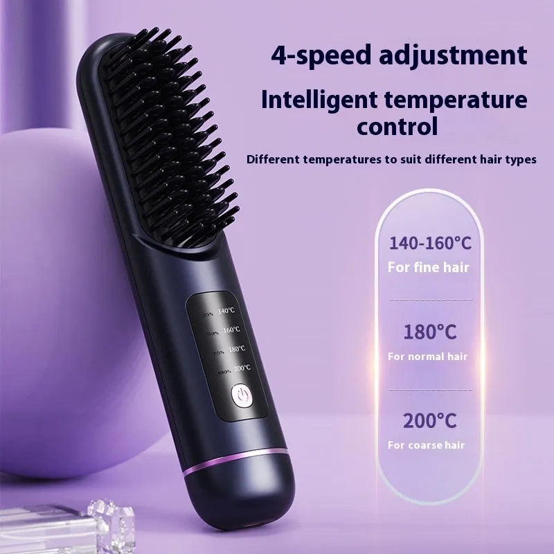 Portable charging negative ion hair straightening comb in blue, grey or white colour
