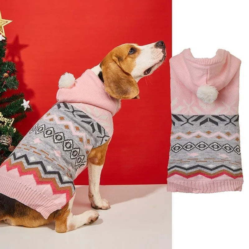 Green acrylic pet sweater with a diamond knit pattern for a small dog.