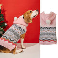 Green acrylic pet sweater with a diamond knit pattern for a small dog.