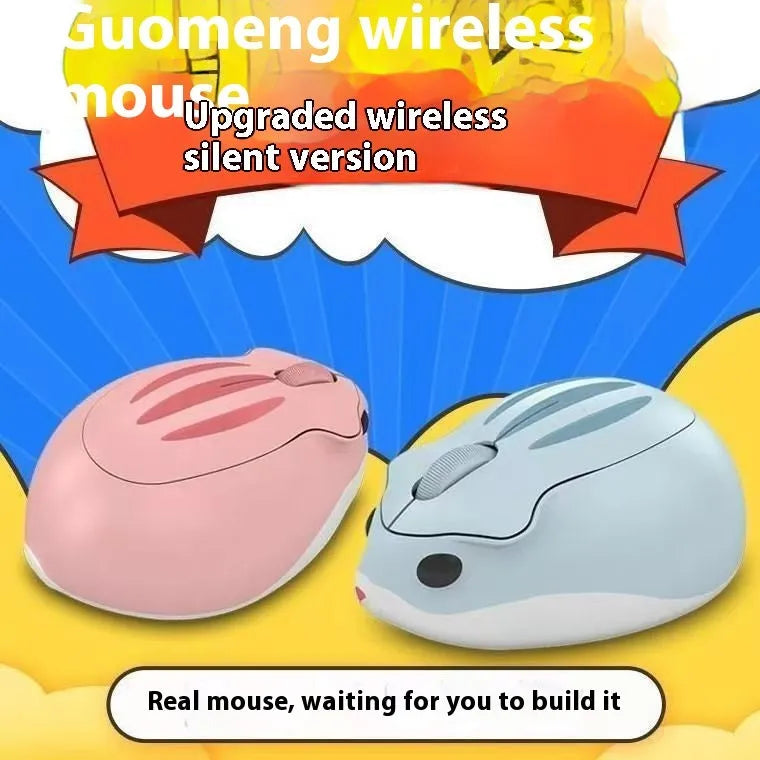 Bluetooth wireless mouse with silent click in yellow, pink or grey colours