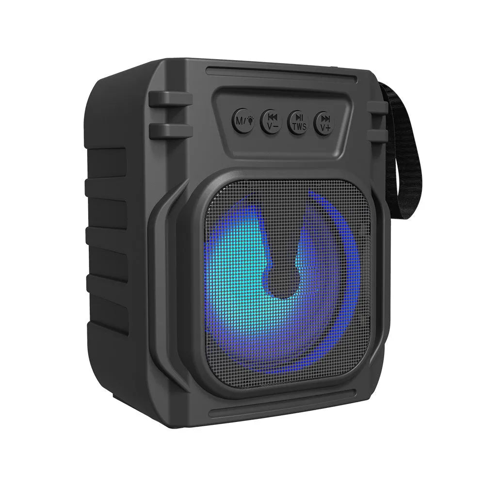 Portable Bluetooth speaker with compact dimensions measuring 110mm height by 87mm width by 137mm depth