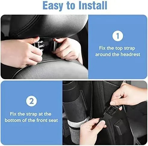 Black Oxford cloth car seat back storage bag for organising buggy accessories and baby essentials