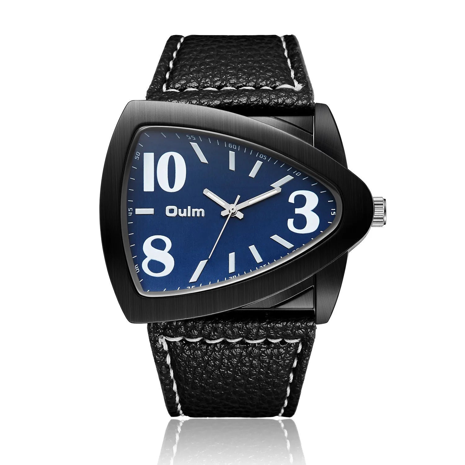 Men's casual watch with triangle patterned strap and quartz movement in brown colour