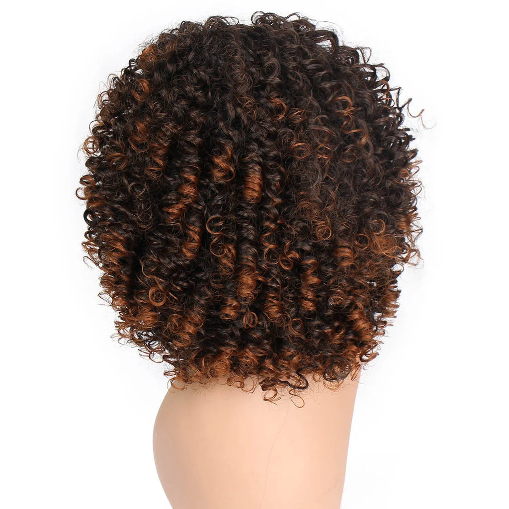 European and American brown wig 16 inch 40cm high temperature silk full mechanism with OPP bag