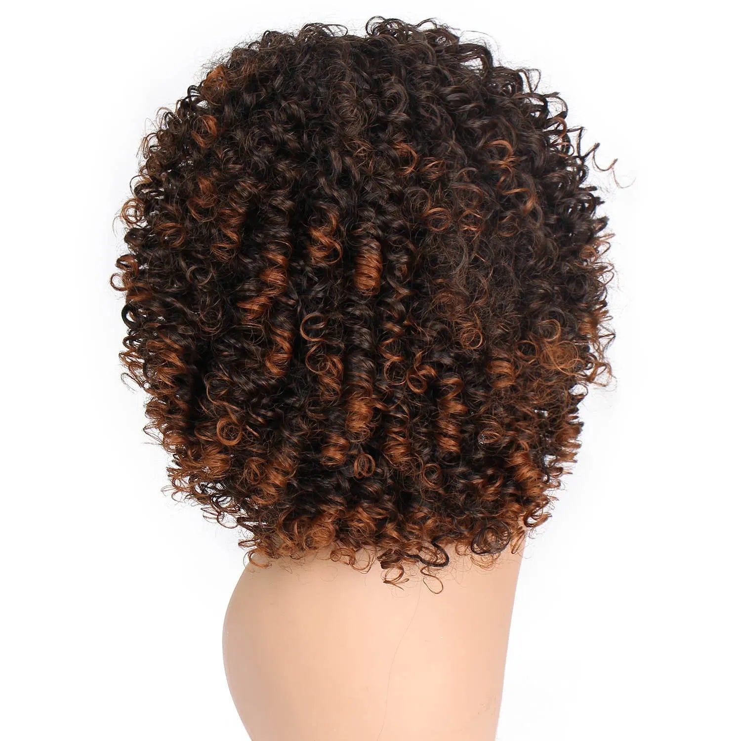 European and American brown wig 16 inch 40cm high temperature silk full mechanism with OPP bag