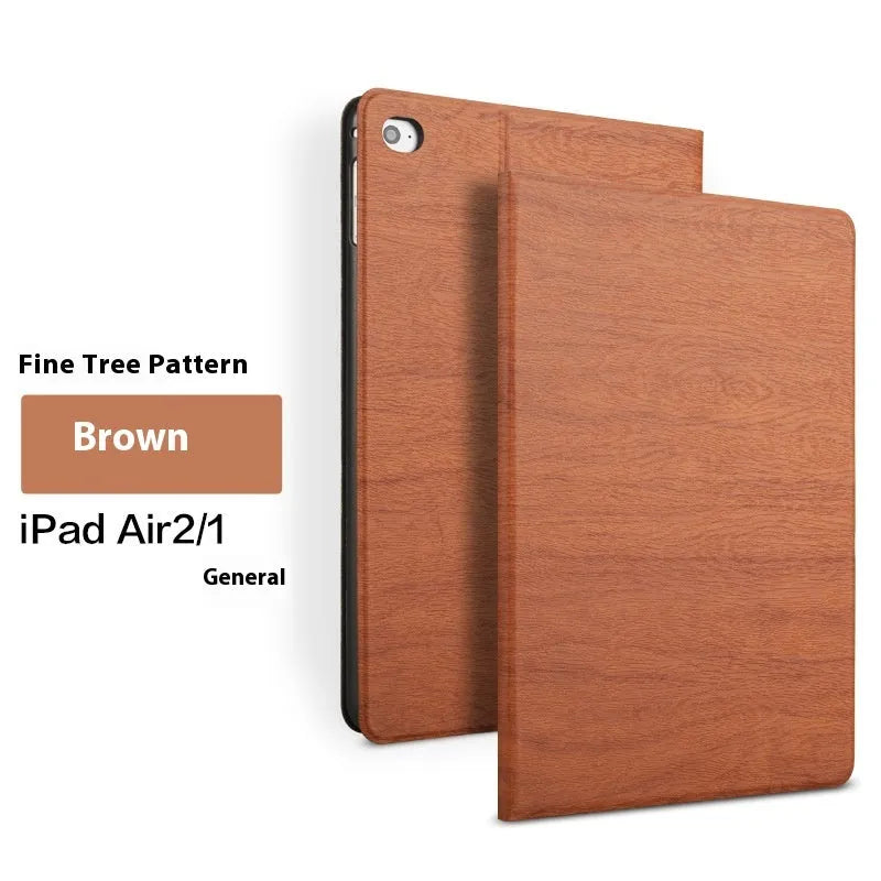 Imitation leather protective cover with sleep bracket for Apple iPad models in black and sapphire blue.