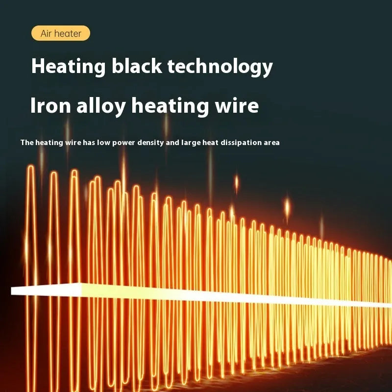 Small white electric heater with compact design for desktop placement showing front ventilation grille.