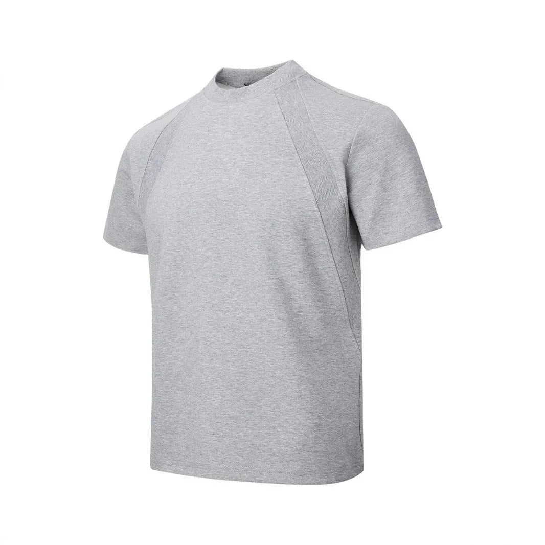 Air layer stitching short sleeve top in loose fit available in black, white, and grey