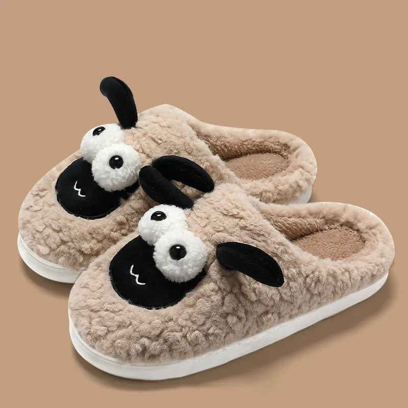 Brown slip-on slippers with suede upper and PVC sole shown on a plain background